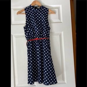 Monteau Navy blue & white polka dress